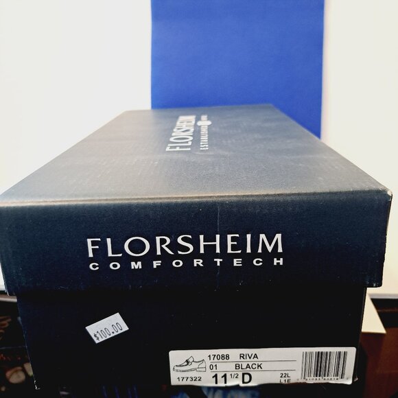 Men's Florsheim, Riva Poly Slip-On 17088-01 Black Leather 11 1/2 D - Picture 3 of 15